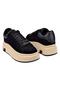 Genuine Leather Thick Sole Women's Sports Shoes Gj-25K361-1 Black Suede - 5