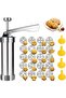 Stainless Steel Cookie Press Gun Biscuit Maker with 20 Discs & 4 Nozzles Cake Icing Decorating Set M