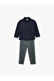 Long Sleeve Buttoned Collar Cotton Shirt and Waist-Tied Pants Set