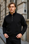Men's Half Zipper Loose Black Sweatshirt - 3