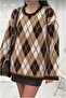 One Premium Series Woolen Diamond Pattern Side and Sleeve Slit Detail Knitwear Sweater - 6