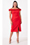 Women's Red Collar Floral Pearl Statement Engagement Wedding Evening Dress - 2