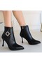 Moose Black Leather Heeled Boots - 4