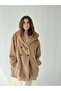 Urban Retro Hooded Oversize Jacket Coat Women Camel - 3