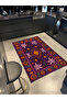 Mosso Purple Themed Floral and Motif Patterned Woven Base Modern Decorative Carpet Mosso331Mor - 2