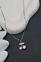 Women's Stainless Steel Silver Chain Cherry Pendant - 3