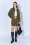 Khaki Self-Belted Women's Suede Shorts - Ek100674997 - 6