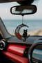 Moon-Shaped Black Cat Car Ornament – Decorative Rearview Mirror Accessory