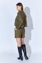 Khaki Self-Belted Women's Suede Shorts - Ek100674997 - 5
