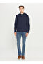 Polo Neck Navy Blue Men's Sweatshirt Ace052261086_Lac - 2