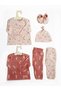 Girls Outfit Set- Shell & Sea Horse Full Sleeve Top with Full-Length Leggings & Shell Cap