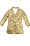 Girl's Puffy Cream Coat with Stripe Collar and Square Stitching Detail on Top, Pocket, and Snap Button Closure - 4