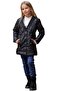 Girl's Puffer Jacket with Stripe Collar and Square Stitching Detail on Top, Pockets, Snap Buttons, Inflatable Black Coat - 5