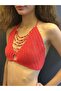 Hand Knitted Women's Bustier Crop with Beaded Necklace - 3