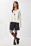 Oversize V-Neck Soft Knitwear Sweater Lns0081 Ekru