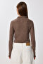 Crop Yumoş Knitted Blouse Lub0236 Brown - 5