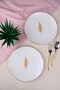 Tabak Evi Porcelain Natura Fern Gold Gilded Cake Plate 20.50cm 2 Pcs - 5