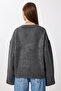 Oversize V-Neck Soft Knit Sweater Lns0081 Anthracite - 7