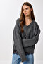 Oversize V-Neck Soft Knit Sweater Lns0081 Anthracite - 4