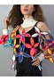 Hand Knitted Flowered Colorful Women's Mesh Blouse Standard - 3