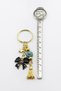 Gold Colored Blue Evil Eye Beaded Cluster Ribbon Keychain, New Bag Ornament - 5