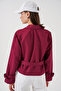 Women's Belted Short Trench Coat 5970 - Burgundy - 6