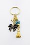 Gold Colored Blue Evil Eye Beaded Cluster Ribbon Keychain, New Bag Ornament - 6