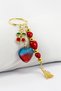 Salkım Glass Red Heart Double Colored Cherry Keychain, New Bag Ornament