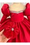 Red Balloon Sleeve Girl Child Special Day Birthday Six Months Henna Dress - 2