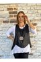 Women's Long Sleeve Cotton Viscose Fabric Blouse and Leather Necklace Gift - 2