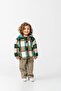 Boy's Cotton Green Checkered Patterned Fleece Jacket – Buttoned with Pockets - 2