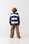 Boy's cotton blue checkered patterned fleece jacket - buttoned with pockets - 7