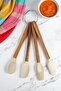 Ringed Silicone Nozzle Acacia Handle 4-Piece Cake and Pastry Set Kw-1102