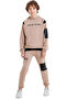 Boy's Beige Tracksuit Set with if Not Written Garnish and Kangaroo Pocket - 2
