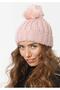 Women's Pink Beanie Winter Soft Acrylic Pompom Beanie