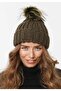 Women's Khaki Beanie Winter Soft Acrylic Pom Pom Beanie - 2