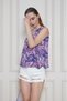 Women's Cobalt Chiffon Elastic Waist Sleeveless Balloon Blouse 700-3748231 - 4