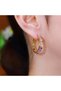 Gold Color Women's Purple and Yellow Stone Hoop Earrings