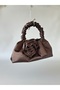 Brown Satin Portfolio Evening Dress Handbag - 7
