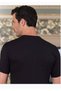 Men's Black Short Sleeve Crew Neck Combed Cotton Undershirt m New Season (12 Pieces Economic Package) - 2