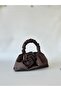 Brown Satin Portfolio Evening Dress Handbag - 2