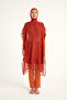Dark Orange Full Length Hijab Kimono – Light Mesh Fabric Kimono P2516-2 - 5