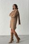 Women's Camel Brown Skirt Sweater Scarf 3-Piece Knitwear Set - 8
