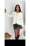 Knitwear Cardigan Patterned Beard Fabric Soft Texture Women