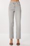 Straight Ankle Length High Waist Cross Belted Jean Lut0023 Gray - 3