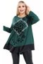 Round Neck Long Sleeve Blouse with Leather and Floral Stone Embroidery Skirt