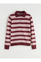 Polo Neck Striped Women's Knitwear Sweater - 4