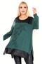 Leather Skirt Star Stone Embroidered Round Neck Long Sleeve Tunic - 3