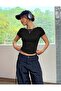 New Product Waist Gathered Crew Neck Viscose Blouse