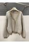Off-Shoulder Oversize Thessaloniki Plaid Knit Patterned V-Neck Cardigan Sweater Glz045 - 3